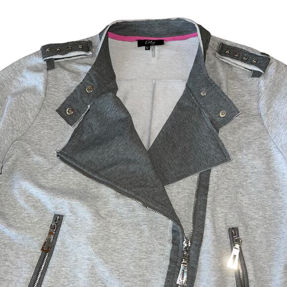 Orly Fleece Jacket Full Zip Asymmetric Sweatshirt Studded - Picture 3 of 14